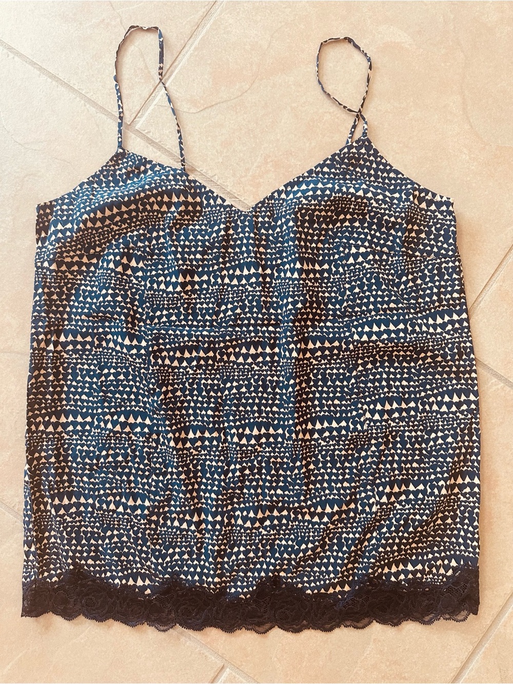 Stella McCartney navy and orange heart Printed Spaghetti Strap Camisole tank SzM